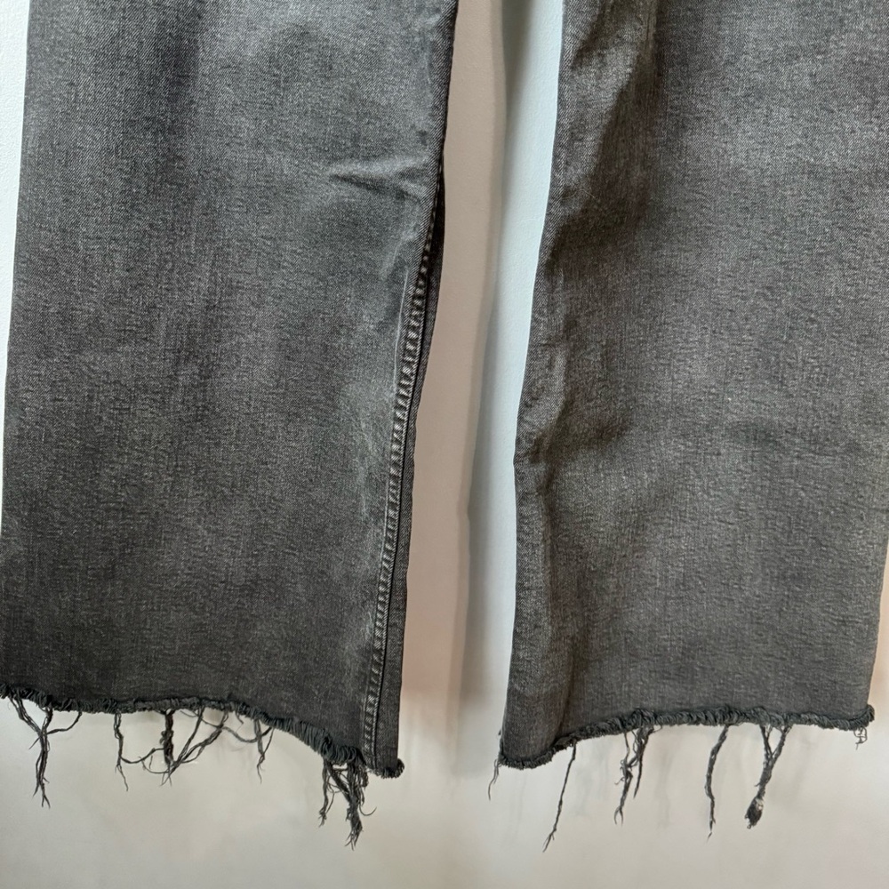 ZARA The Marine Straight Hi Rise Wide Leg Raw Hem Jeans Faded Black. Women’s 4 - Picture 6 of 12